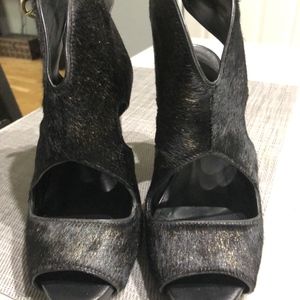 REBECCA MINKOFF Black Gold Calf Hair Shoes